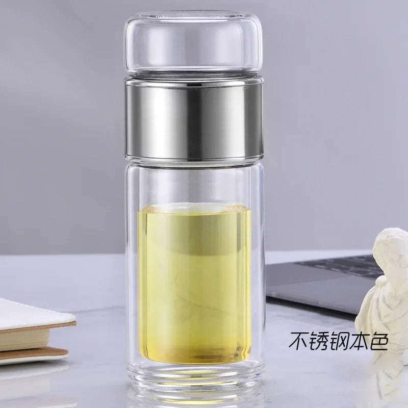 Glass Tea Infuser Bottle — Double Wall