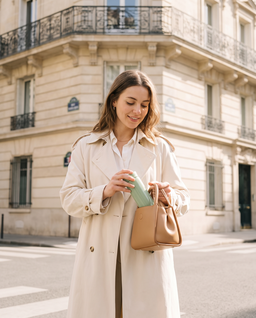 Woman taking the WELLURIA mini thermal cup from her bag
